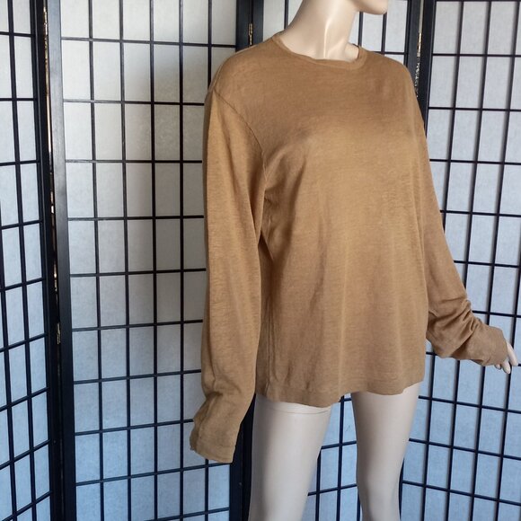 Hugo Boss Italy Made Camel Linen Blend Crewneck Sweater Sz M - Picture 4 of 6